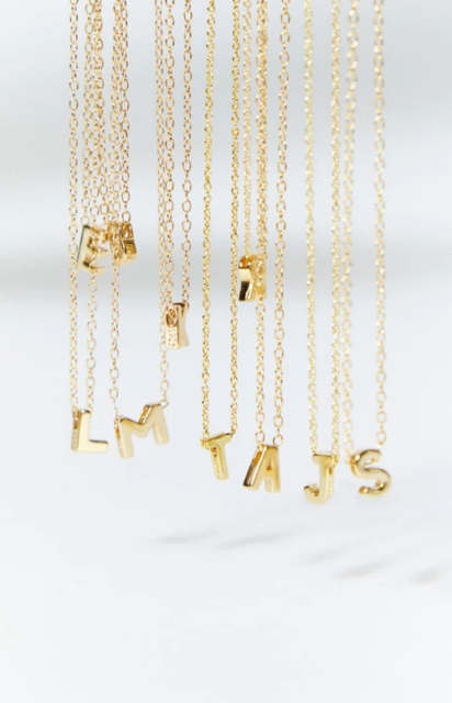 18k letter gold necklace