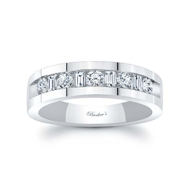 Mens Alternating Round And Baguette Diamond Band