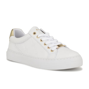 white and gold sneakers